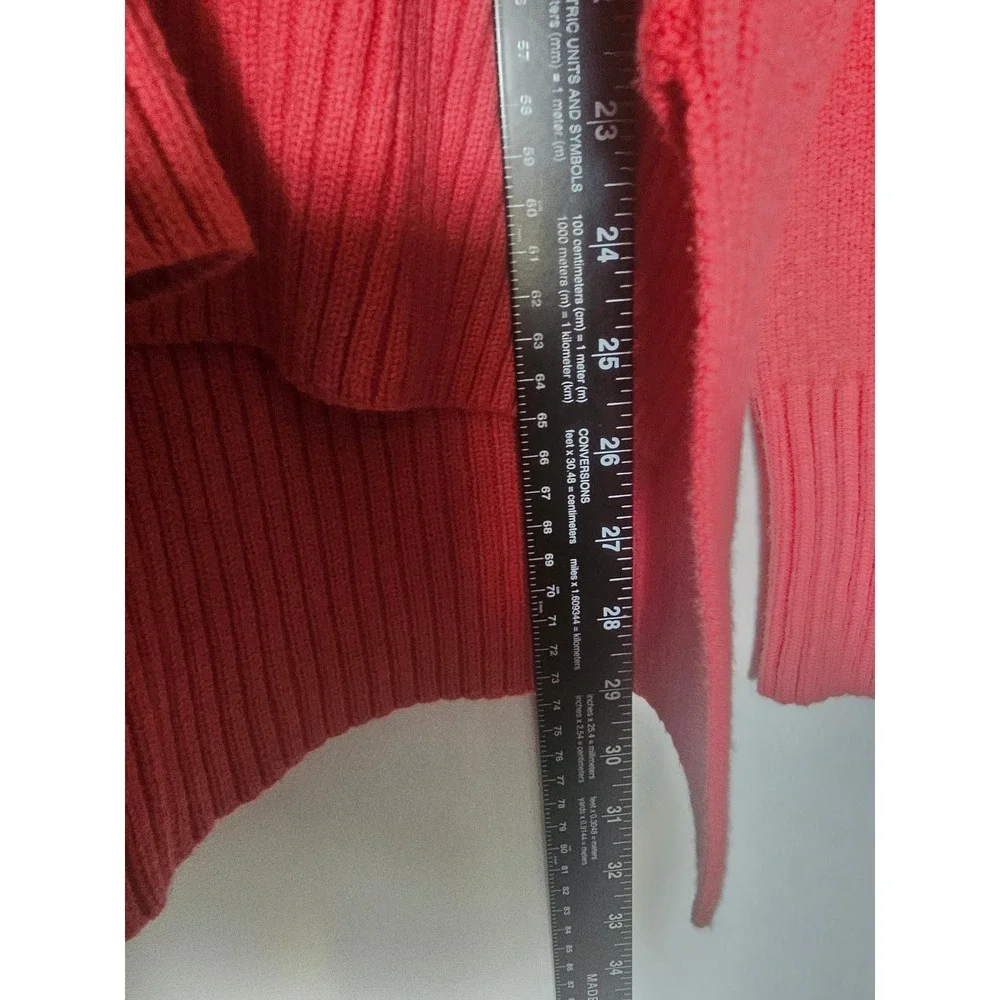 Preppy‎ Ava & Viv V-Neck Collared Sweater Womens XXL Coral Pink Knit Long Sleeve